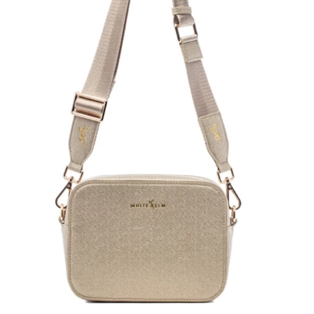 NWT White Elm Limited Edition Color Gold Sparkle Bexley with Dust bag